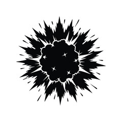 Explosion Silhouette Black Vector Illustration, Blast Fire Danger Clipart, Destruction Impact Design Art