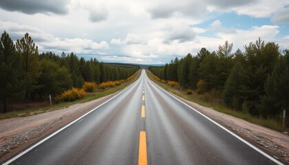 Straight Road Through Forest