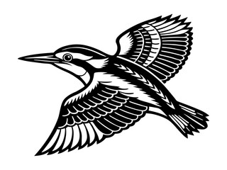Flying Kingfisher Bird Silhouette Vector illustration