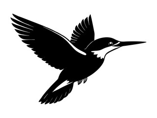 Flying Kingfisher Bird Silhouette Vector illustration