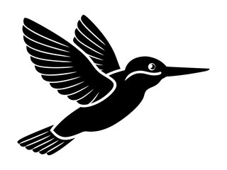 Flying Kingfisher Bird Silhouette Vector illustration