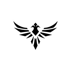 Modern Geometric Phoenix Logo. Abstract Firebird Vector Icon