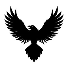 Rising Phoenix Bird Silhouette. Mythical Firebird Vector Illustration