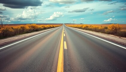 Fototapeta premium Straight Road Through Plains