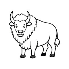 Bison Outline Silhouette Vector Illustration, Wild Animal Clipart, Buffalo Line Art Drawing, Wildlife Graphic