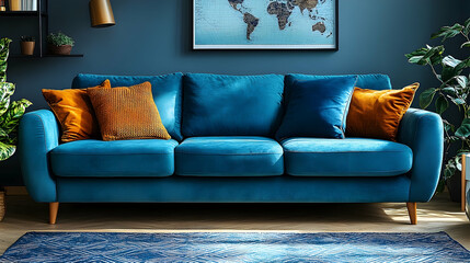 Teal velvet sofa home decor interior design