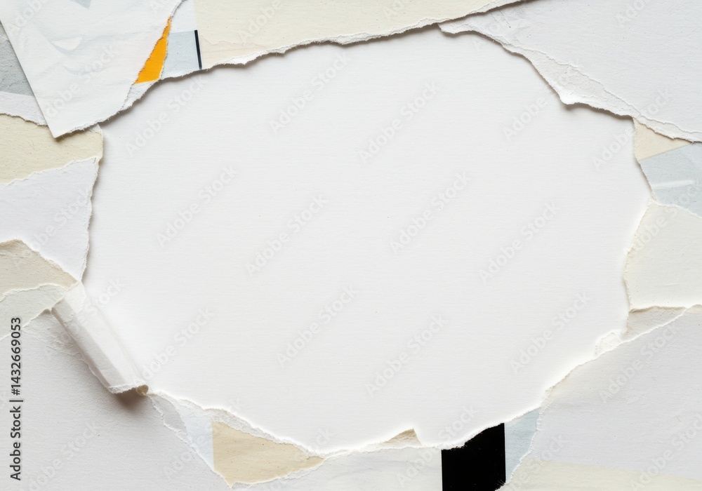 Aufkleber a close up of torn paper with a large hole in the center against a white background texture design