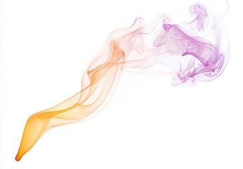 Abstract Purple and Yellow Smoke Design on White Background