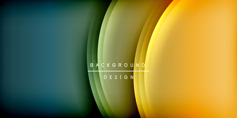 Abstract gradient layers create smooth transition. Colors range from teal to gold. Minimalist design for backgrounds.
