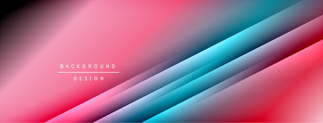 Abstract gradient background. Diagonal lines create dynamic visual effect. Pink, blue hues dominate composition. Modern design element.