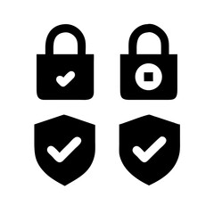 Security shield sign vector illustration, Lock security icon, Set of security shield icons, securityshields symbols with check mark and padlock, Shield security icon, Safety, protection sign
