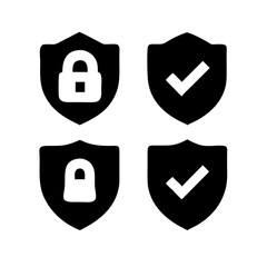 Security shield sign vector illustration, Lock security icon, Set of security shield icons, securityshields symbols with check mark and padlock, Shield security icon, Safety, protection sign
