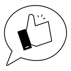 Thumbs Up Feedback. Hand with thumbs up inside bubble for customer satisfaction and positive support