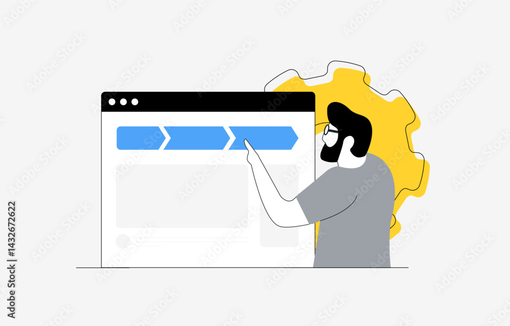 Poster breadcrumbs navigation concept for seo and ux design, improving internal linking, web site structure
