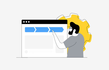 Breadcrumbs navigation concept for SEO and UX design, improving internal linking, web site structure and hierarchy for better website usability. Breadcrumbs vector illustration and icons