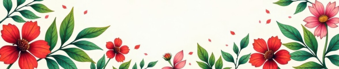 Fototapeta premium One-line drawing of leaves, flowers, and hands , line art, aesthetic, invitation