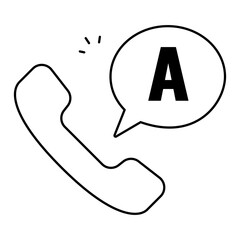 Phone Support Answer. Phone icon with A speech bubble indicating reply or agent response