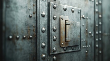 Fototapeta premium Close-up of an empty metal safe with a half-open door, render, white background with realistic detail 