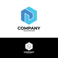 creative logo design vector of simple geometric cube or hexagon box