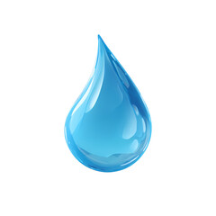 Single Transparent Blue Water Drop 3D Render Isolated on White Background