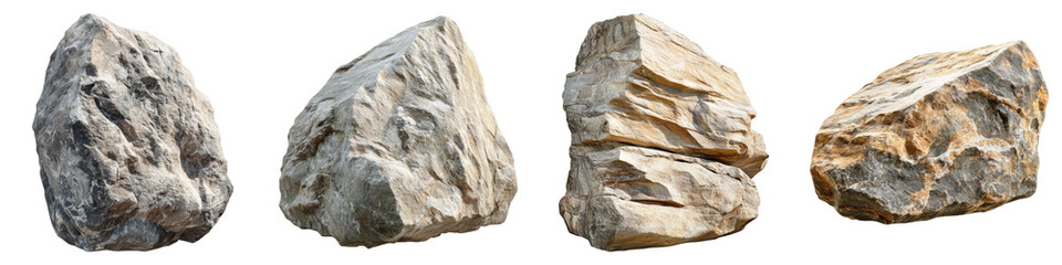 Minerals stone sandstone rock Isolated on transparent background. PNG , Set of