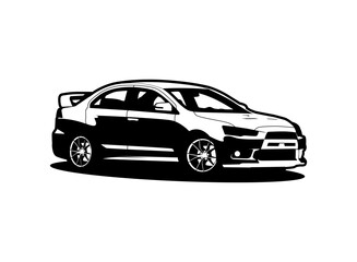 vector illustration sports sedan racing car monochrome silhouette