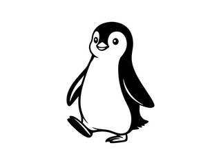 Silhouette of a cute walking penguin vector illustration