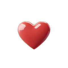 Shiny Red 3D Heart Isolated on Transparent Background for Valentines Day
