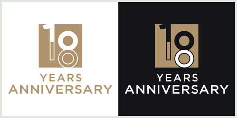 anniversary 18th logotype vector with brown and white color for special celebration day