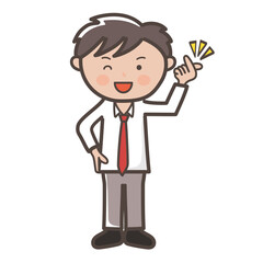 キュンですポーズをするかわいい男子高校生の全身イラスト