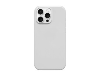 Smart phone back cover mockup with mobile phone on isolated white background.