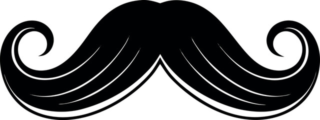 Mustache Silhouette Vector | Grooming Icon, Beard Shape & Retro Facial Style in Black Vector