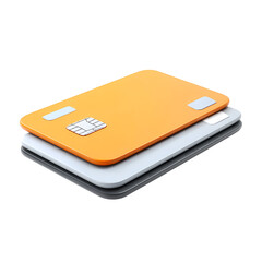 Fototapeta premium Stack of Three Modern Credit Cards Orange White and Gray Design