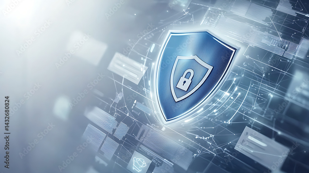 Poster cybersecurity measures digital space graphic representation virtual environment abstract viewpoint d