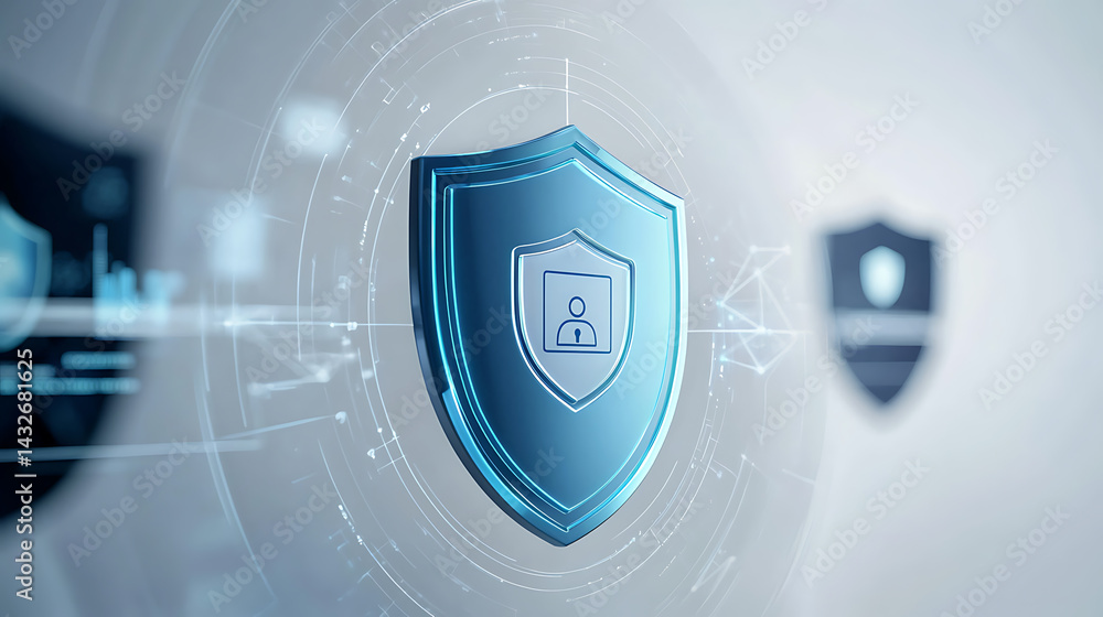 Poster cybersecurity event protecting personal data digital space infographic virtual environment high-tech