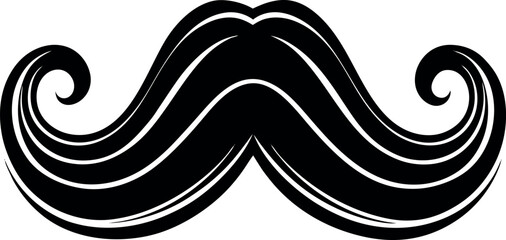 Mustache Silhouette Vector | Grooming Icon, Beard Shape & Retro Facial Style in Black Vector