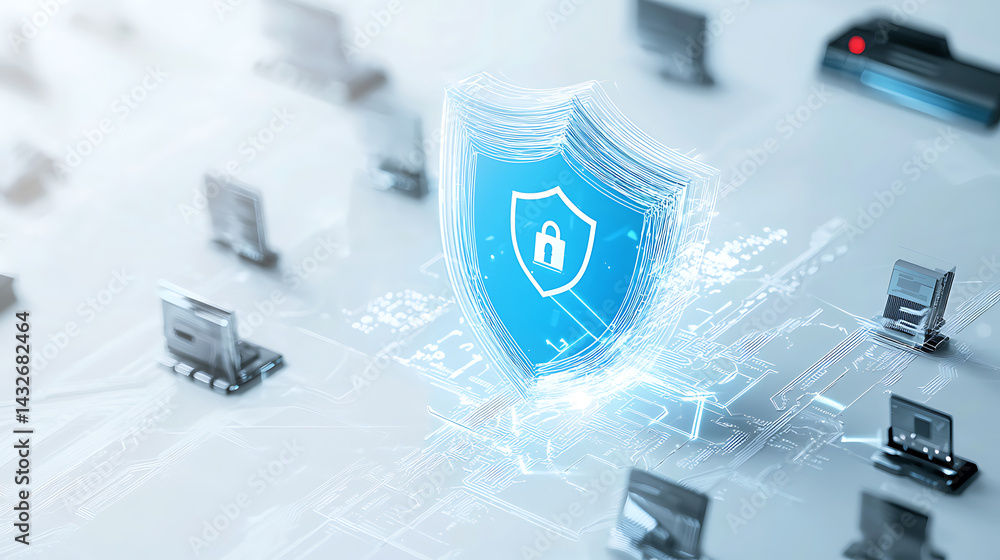 Poster cybersecurity measures protecting digital assets in virtual environments technology infographic digi
