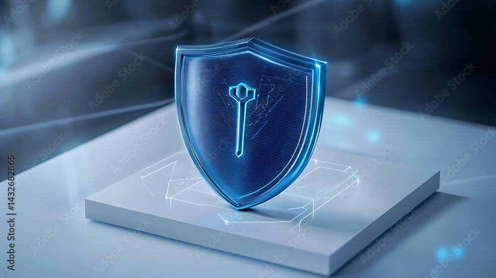 Aufkleber protecting digital assets cybersecurity shield concept in futuristic environment 3d visualization