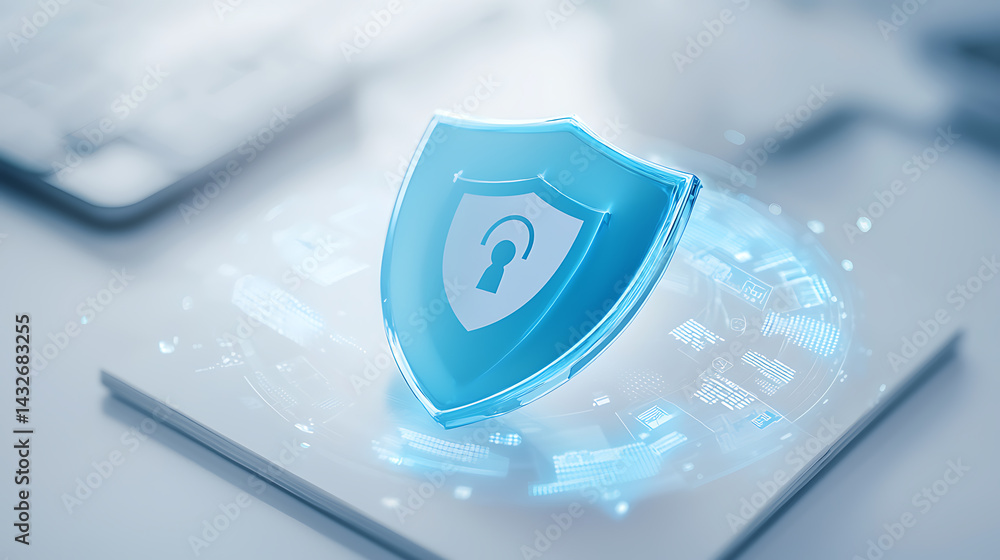 Poster cybersecurity measures for data protection digital workspace graphic design modern environment digit