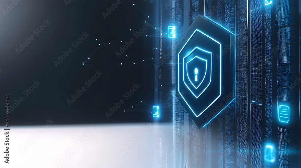 Poster cybersecurity measures enhancing data protection in digital environments through visual technology