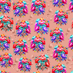 Seamless Vibrant Floral Bouquet Pattern – Allover Textile Print 