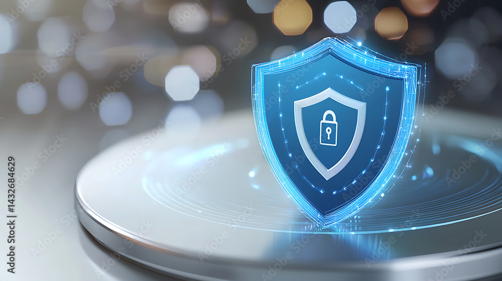 Poster enhancing cybersecurity measures digital space graphic design modern environment close-up view data 