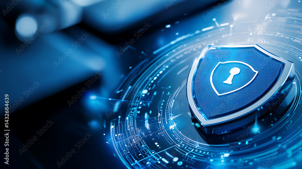 Poster enhancing cybersecurity measures digital environment graphic content high-tech viewpoint data protec