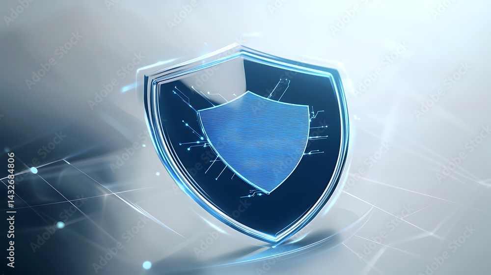 Poster cybersecurity shield icon digital technology graphic design modern environment abstract viewpoint da