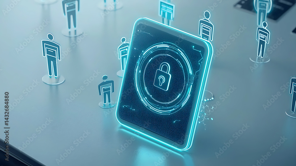 Poster secure data protection overview digital workspace infographic virtual environment aerial view cybers