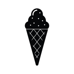 Ice Cream Cone Icon Silhouette Vector Illustration