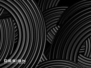 Abstract shining circle lines on black background. Geometric line art design. Modern shiny black lines. Futuristic technology concept. Suitable for posters, covers, banners, brochures, websites, etc