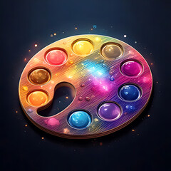Artistic color palette display creative studio visual art dark background close-up inspiration