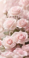 pink roses on a white background
