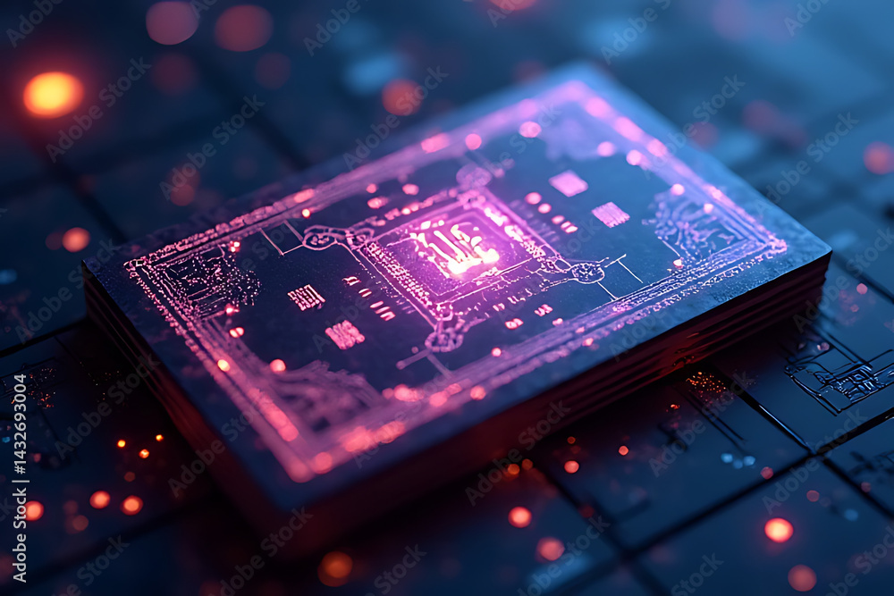 Aufkleber technological progress in microchip design digital laboratory and virtual art innovations